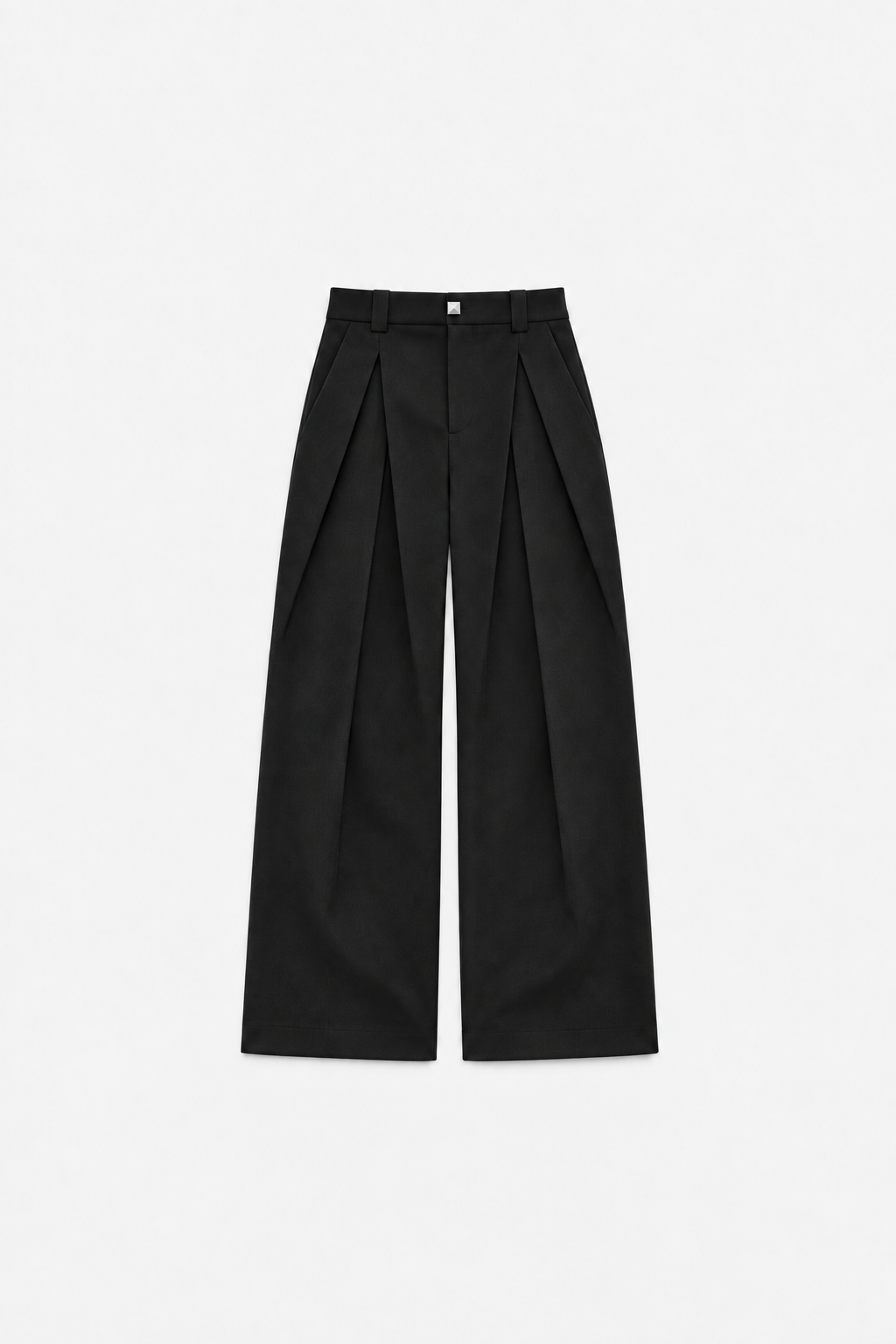 Black Octagon double-layer pleated trousers, front flat lay