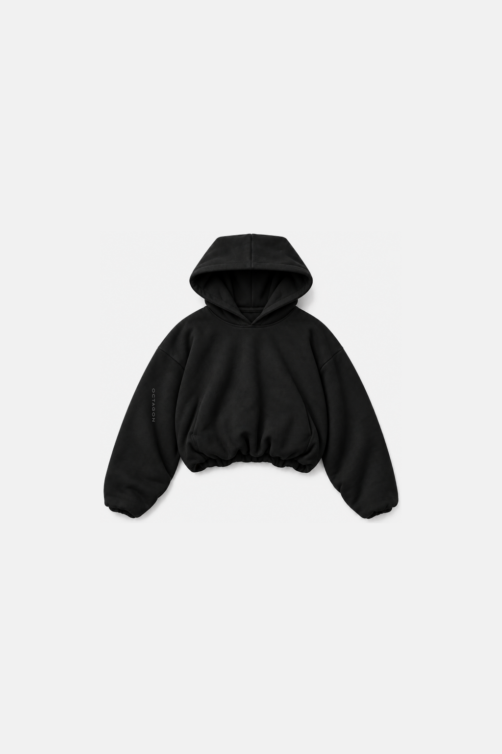Square Hood Hoodie in black, front flat lay