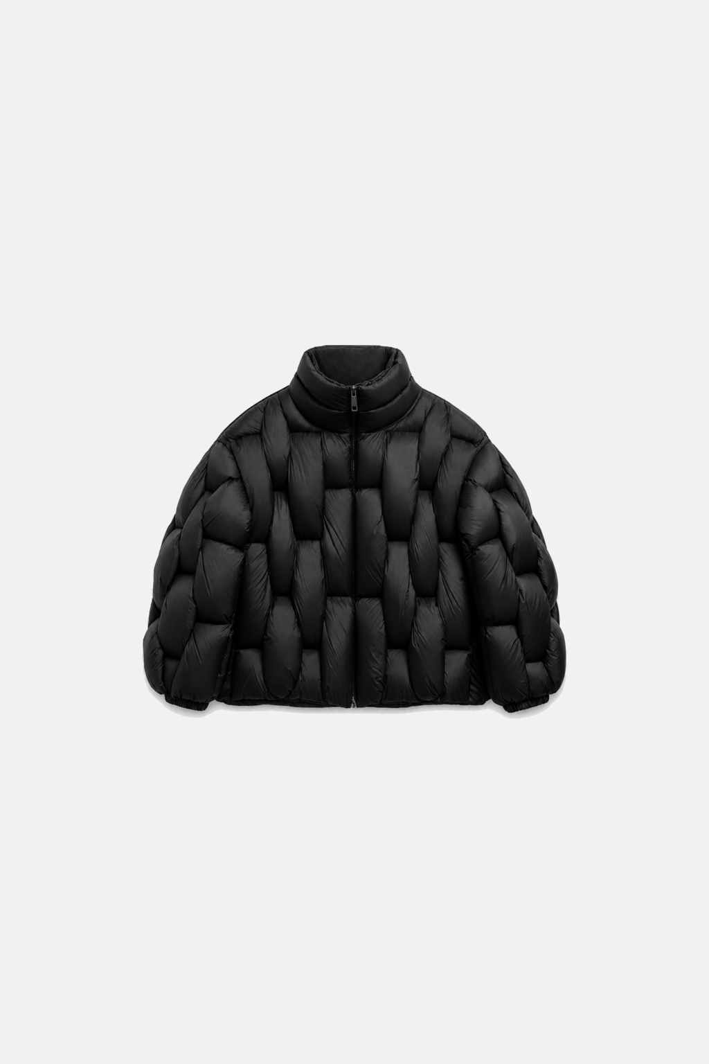 Black OCTAGON Pentagon matte puffer, centered product-only front view