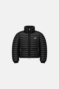 Black OCTAGON Signature Channel Puffer, centered product-only front view
